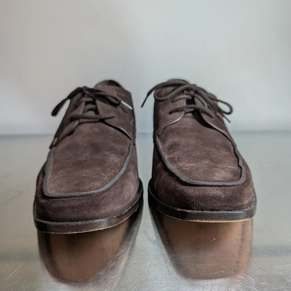 Tods Mens Dark Brown Suede Derby Shoes Apron Toe Lace Up Italy Size 10